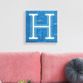 Blaupause-Monogramm Buchstabe H Leinwanddruck (Insitu (Wohnzimmer))