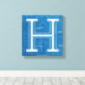 Blaupause-Monogramm Buchstabe H Leinwanddruck (Insitu (Holzboden))
