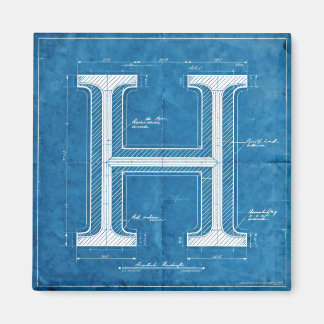 Blaupause-Monogramm Buchstabe H Magnet