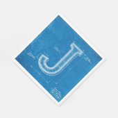 Blaupause-Monogramm Buchstabe J Serviette (Ecke)