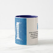 Blaupause-Monogramm Buchstabe M Tasse (Zentrum)