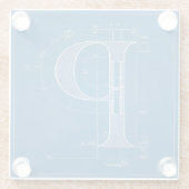 Blaupause-Monogramm Buchstabe P Glasuntersetzer (Rückseite)