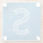 Blaupause-Monogramm Buchstabe S Glasuntersetzer (Rückseite)