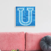 Blaupause-Monogramm Buchstabe U Leinwanddruck (Insitu (Wohnzimmer))