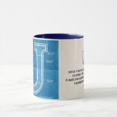 Blaupause-Monogramm Buchstabe U Tasse (Zentrum)