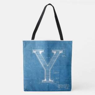 Blaupause-Monogramm Buchstabe Y Tasche
