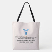 Blaupause-Monogramm Buchstabe Y Tasche (Rückseite)