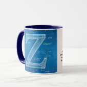Blaupause-Monogramm Buchstabe Z Tasse (Vorderseite Links)