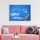 Blaupausen Leinwanddruck (Insitu (Wohnzimmer))