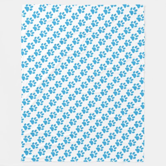 Blaupaw-Prints auf weißem Muster Fleecedecke (Vorderseite)