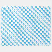 Blaupaw-Prints auf weißem Muster Fleecedecke (Vorderseite (Horizontal))
