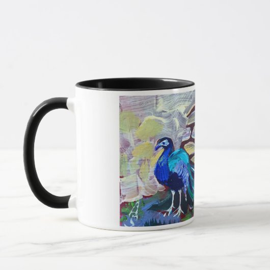 Blaupfau, Acrylmalerei Tasse (Links)