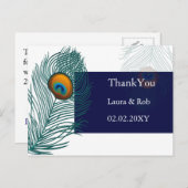 Blaupfauenhochzeit Danke Postkarte (Vorne/Hinten)