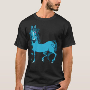 Blaupferd mit roten Augen T-Shirt