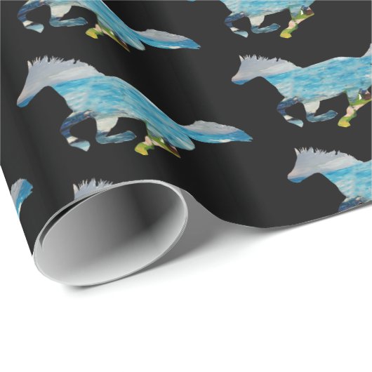 Blaupferde Geschenkpapier (Rolleneckpunkt)