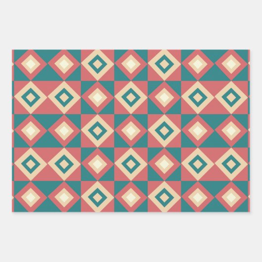 Blaupfirsich Diamond Geometric Geschenkpapier Set (Vorderseite)