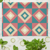 Blaupfirsich Diamond Geometric Geschirrtuch (Gefaltet)