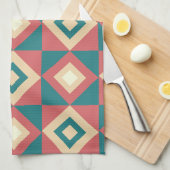 Blaupfirsich Diamond Geometric Geschirrtuch (Viertel Falte)
