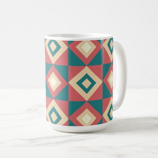 Blaupfirsich Diamond Geometric Kaffeetasse (VorderseiteRechts)