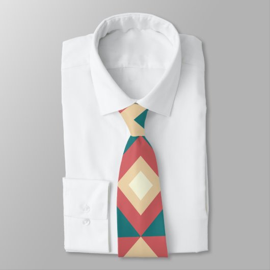 Blaupfirsich Diamond Geometric Krawatte (Gebunden)