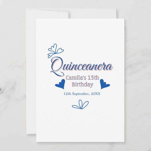 Blaupfirsich Quinceanera 15. Geburtstag rustikale  Einladung (Vorderseite)