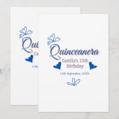 Blaupfirsich Quinceanera 15. Geburtstag rustikale  Einladung (Vorne/Hinten)