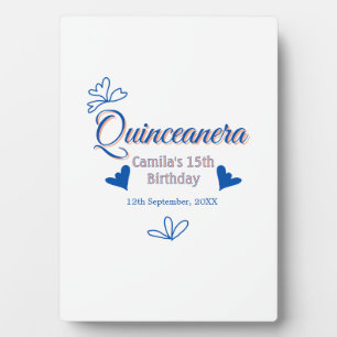 Blaupfirsich Quinceanera 15. Geburtstag rustikale Fotoplatte