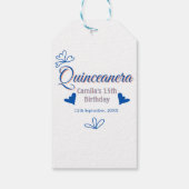 Blaupfirsich Quinceanera 15. Geburtstag rustikale Geschenkanhänger (Rückseite)