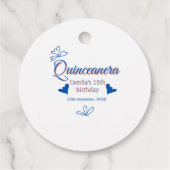 Blaupfirsich Quinceanera 15. Geburtstag rustikale Geschenkanhänger (Rückseite)