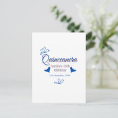 Blaupfirsich Quinceanera 15. Geburtstag rustikale Postkarte (Stehend Vorderseite)