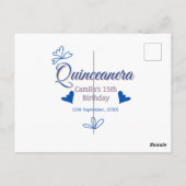 Blaupfirsich Quinceanera 15. Geburtstag rustikale Postkarte (Rückseite)