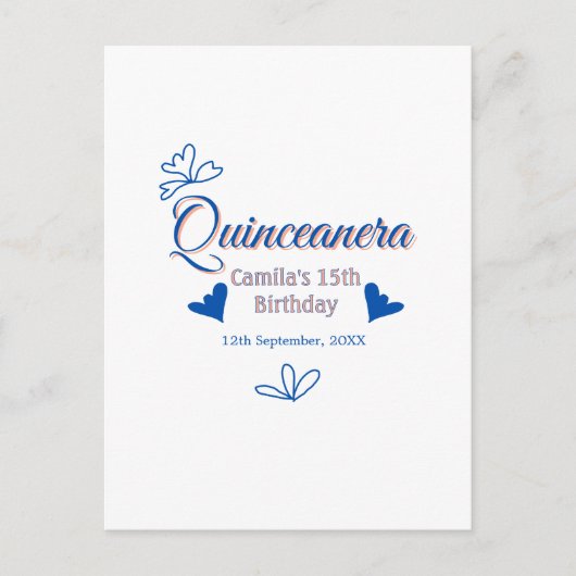 Blaupfirsich Quinceanera 15. Geburtstag rustikale  Postkarte (Vorderseite)