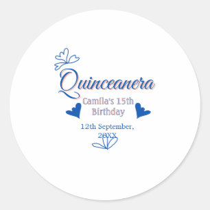 Blaupfirsich Quinceanera 15. Geburtstag rustikale  Runder Aufkleber