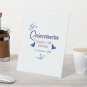 Blaupfirsich Quinceanera 15. Geburtstag rustikale Sockelschild (In SItu)