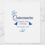 Blaupfirsich Quinceanera 15. Geburtstag rustikale  Weinetikett (Einzelnes Label)