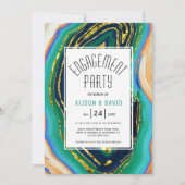 Blaupfirsiche, Goldfolie-Verlobungsparty Einladung (Vorderseite)