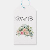 Blaupink Eukalyptus Wasserfarbe Geometrische Hochz Geschenkanhänger (Rückseite)