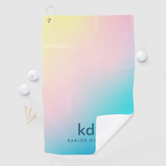 Blaupink Gelb Minimalistisch irisierend Golfhandtuch (Insitu)