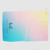 Blaupink Gelb Minimalistisch irisierend Golfhandtuch (Horizontal)