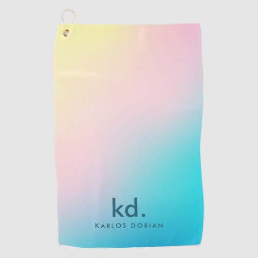 Blaupink Gelb Minimalistisch irisierend Golfhandtuch (Vorderseite)