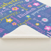 Blaupink-gelbe Mädchen Elizabeth Namensdecke Sherpadecke (3/4)