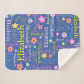 Blaupink-gelbe Mädchen Elizabeth Namensdecke Sherpadecke (Vorderseite (Horizontal))