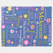 Blaupink-gelbe Mädchen McKenzie Namensdecke Fleecedecke (Vorderseite (Horizontal))