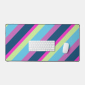 Blaupink Limon Farbige geometrische Retrolinien Schreibtischunterlage (Tastatur & Maus)