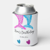 Blaupink Meerjungfrau Wasserfarbe Geburtstag hinzu Dosenkühler (Kanne Vorderseite)