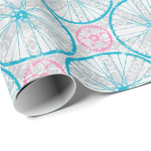 Blaupink - Radmuster Geschenkpapier (Rolleneckpunkt)