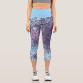 Blaupink und Lila abstrakt Capri Leggings (Vorderseite)