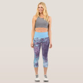 Blaupink und Lila abstrakt Capri Leggings (Vorderseite)