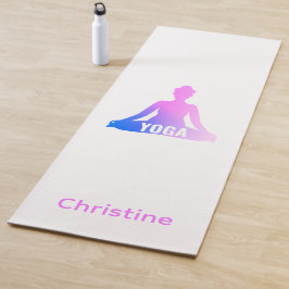 Blaupink-weiß Yoga Pose und Individuelle Name Yogamatte