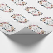 Blaupinkfarbene, geometrische Hochzeitsmonographie Geschenkpapier (Ecke)